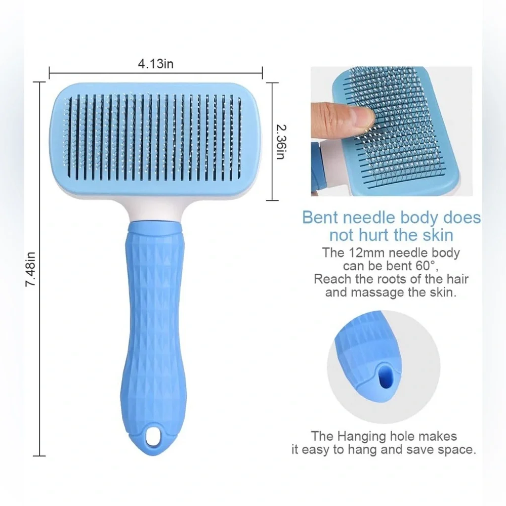 Blue and White Pet Grooming Brush